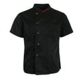 thumbnail image 3 of Chaqueta de manga corta para hombres y mujeres, camisa de cocinero ligera con broche frontal de verano, ropa , 3 colores a elegir - Negro M, 3 of 9