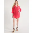 thumbnail image 2 of Time and Tru Women's and Women's Plus Shirt Coverup with Long Sleeves, Sizes XS-3X, 2 of 4