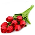 thumbnail image 2 of MAMOWEAR Artificial Flowers Fake Tulips Flower for Bridal Wedding Festival Decor Bouquet Real Touch PU Flower Bouquet(Red, 15PCS), 2 of 7