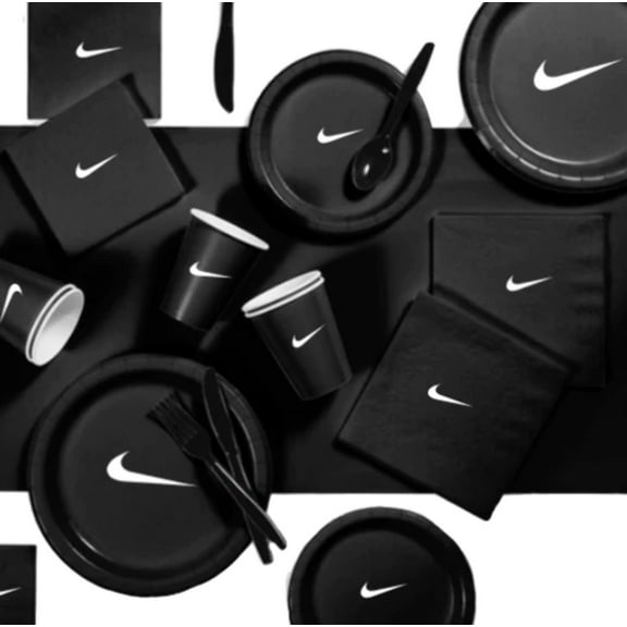 Custom Sw000sh Party, Birthday Party Dinnerware Set of 60 total pieces- Black & White