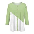 thumbnail image 4 of Fouhkni 3/4 Sleeves Shirts for Women Dressy Casual Button down Blouses Color Block Fall Outwear Coat, 4 of 5