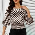 thumbnail image 5 of TMOYZQ Women's Crop Top Striped Crew Neck Short Sleeve Blouse Shirred Ruffle Peplum Blouse Tops, 5 of 9