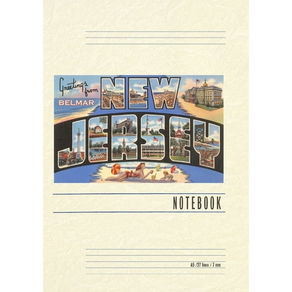 Vintage Lined Notebook Greetings from Belmar, New Jersey, (Paperback)