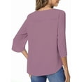 thumbnail image 5 of UVN Womens Blouses 3/4 Sleeve V Neck Summer Shirts for Women Chiffon Dressy Casual Tunic Tops, 5 of 9