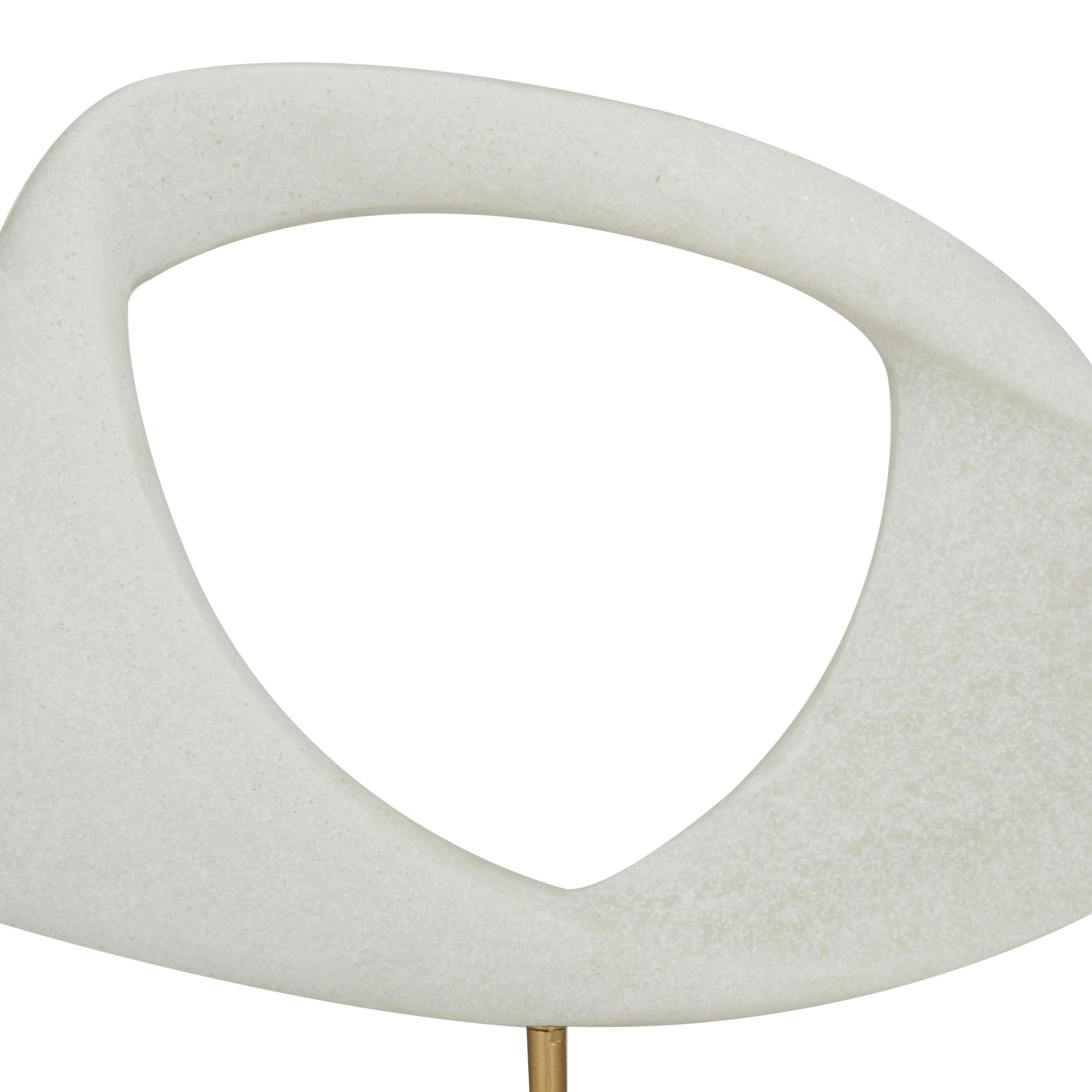 12" x 13" White Polystone Cut-Out Abstract Sculpture with Marble Stand, by DecMode