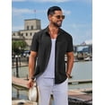thumbnail image 3 of COOFANDY Mens Beach Shirs Untucked Shirts Short Sleeve Button Up Casual Dress Shirts, 3 of 5