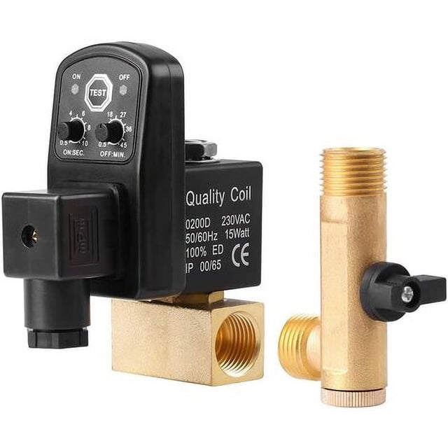 Válvula de drenaje automática G1/2 DN15, válvula de drenaje temporizada electrónica automática para gestión de condensado del compresor de aire(AC220V)