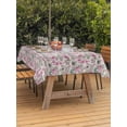 thumbnail image 2 of Vintage Pink Flower Outdoor Tablecloth - 60x84 Inch Rectangle Dining Table Cover, Spring Floral Leaves Pastoral Birds Plants Waterproof Outdoor Table Cloth with Umbrella Hole & Zipper for Patio, 2 of 7