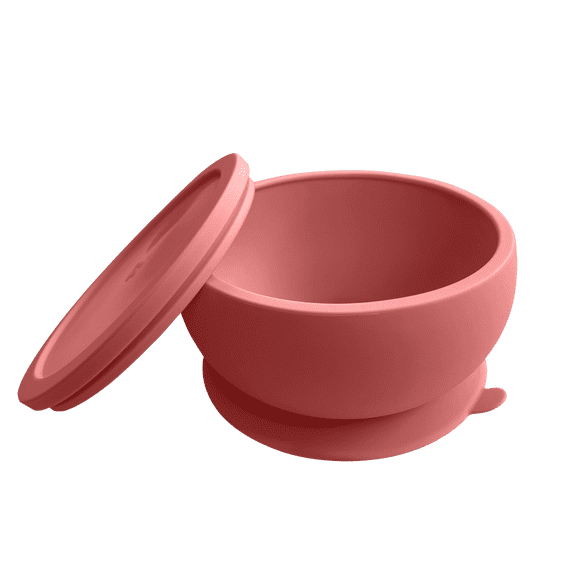 Octopod Silicone Baby Suction Bowl With Lid - Toddler & Baby Bowls, Baby Food Containers, Spill Proof Bowls For Toddlers, Suction Baby Bowls With Lids, Food Grade Silicone Baby Bowl (Terra Cotta)