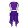 thumbnail image 4 of iEFiEL Womens Asymmetrical Overlay Liturgical Praise Dance Leotard Dress Long Sleeve Worship Costume Dancewear Purple M, 4 of 7