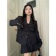 thumbnail image 2 of Traje de estilo preppy, chaqueta de traje de mujer, falda plisada de cintura alta de otoño, traje de dos piezas, 2 of 5