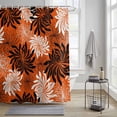 thumbnail image 3 of Orange Black Floral Shower Curtain, Vintage White Black Flower Orange Waterproof Shower Curtain Set with 12 Hooks Lightweight Bath Curtains Fabric Bathroom Decor 36x72 Inches, 3 of 9