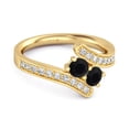 thumbnail image 2 of 0.10 Ctw Black Spinel 925 Sterling Silver Gold Vermeil Split Shank Bypass Valentines Day Gifts Ring, 2 of 3
