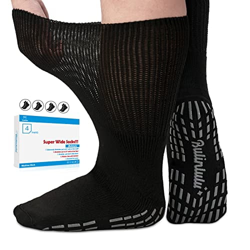 Bulinlulu Extra Wide Diabetic Socks Women Men4 Pairs Super Wide Edema