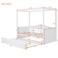 thumbnail image 7 of Twin Canopy Bed with Trundle, Solid Wood Day Bed Frame with Headboard, Footboard and Backrest, Four-Poster Sofa Bed with Sturdy Slats Support for Boys Girls Adults, No Box Spring Needed, White, 7 of 7