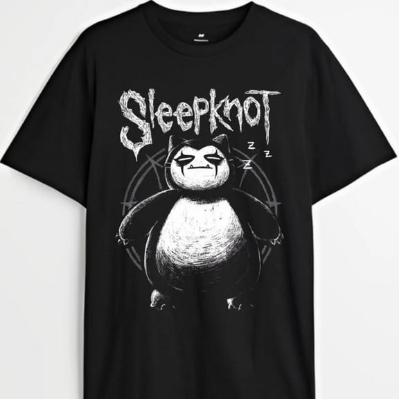 Snorlax X Sleepknot Graphic Print Cotton T-shirt, Retro Pocket Monsters