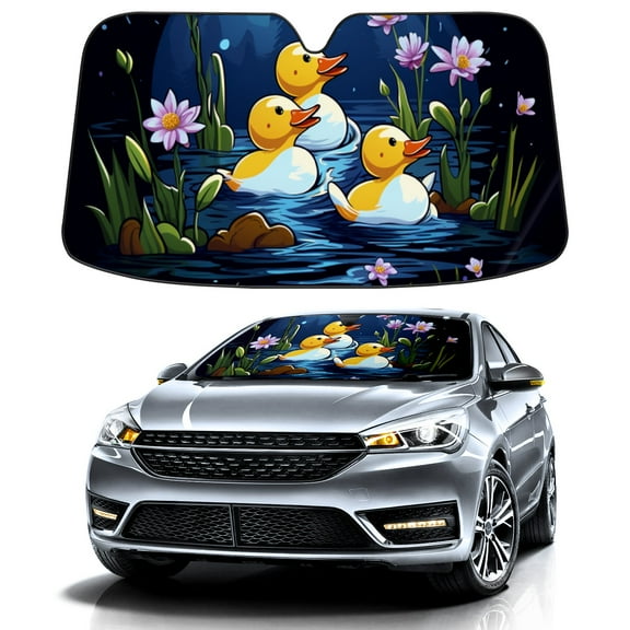 Car Windshield Sun Shade For Front Window Duck 35 Foldable Vehicle Windshield Car Sun Visor Covers Automotive Window Protector Car Camping Privacy Sun Blocker
