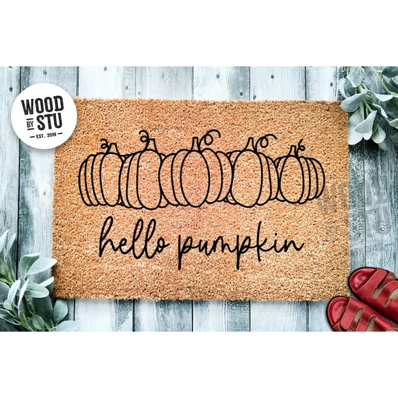 Hello Pumpkin Door Mat | Fall Doormat | Welcome Mat | Pumpkin Door Mat | Fall Autumn Decor Gift | Home Doormat | Custom Doormat