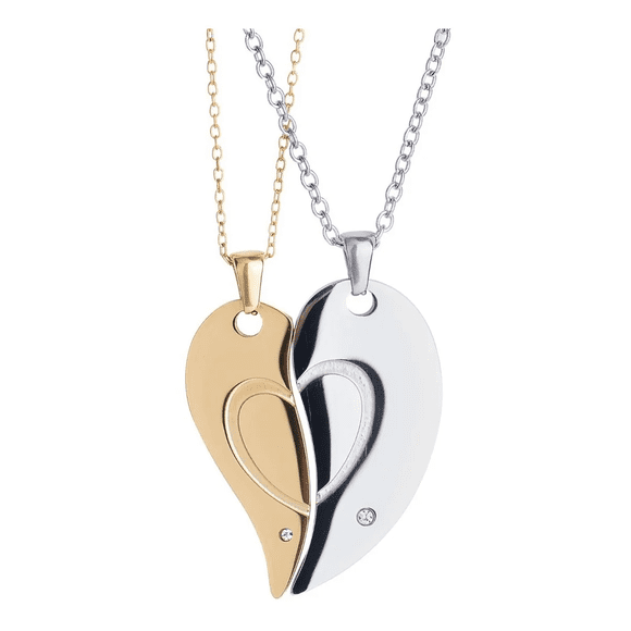 "Collares Pareja Joyería Mujer y Hombre Belug Color Oro y Plata "