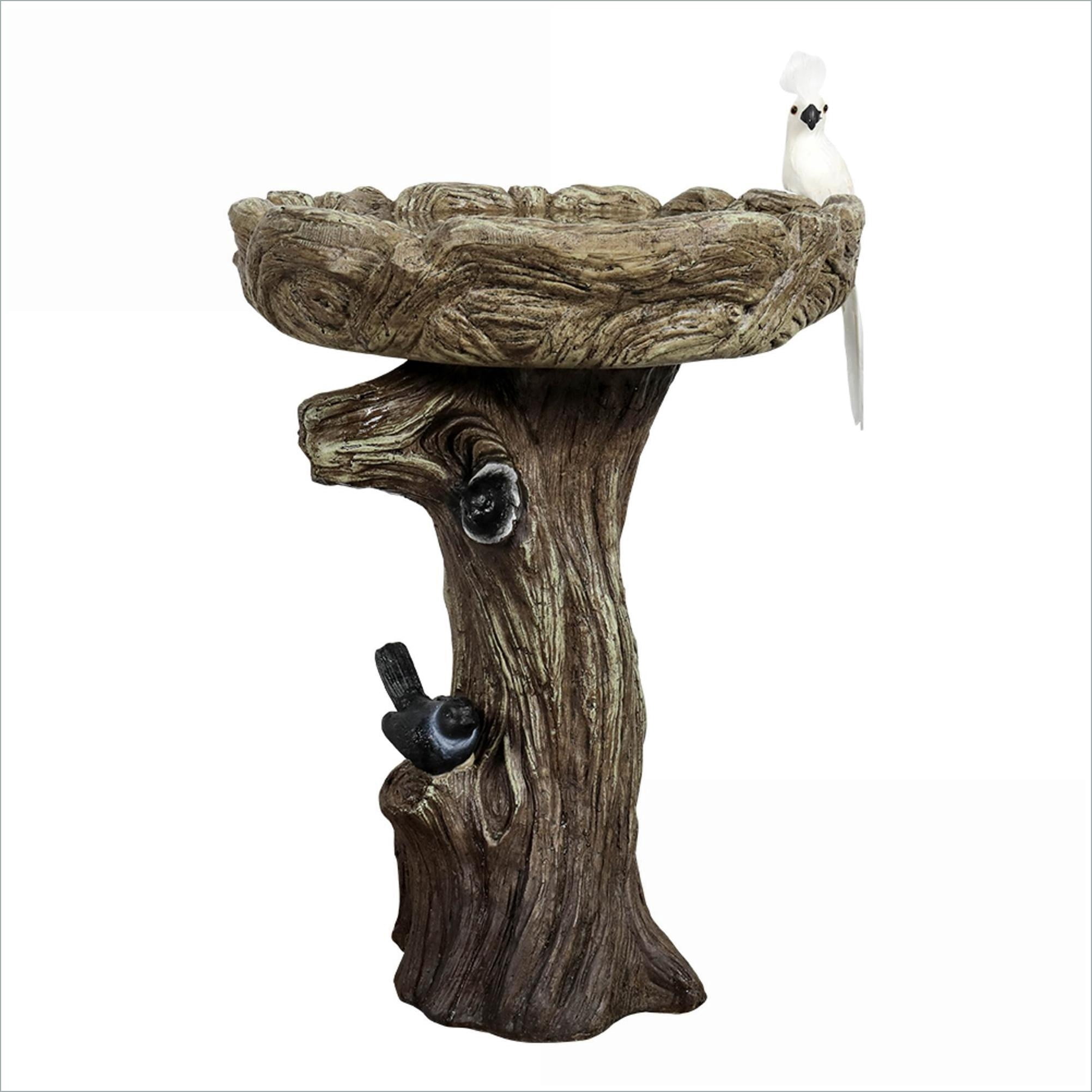 Bird Baths, 23" Tall Wood-Look Freestanding Concrete Pedestal for Garden Patio Yard | Concrete Cement | Birdbath