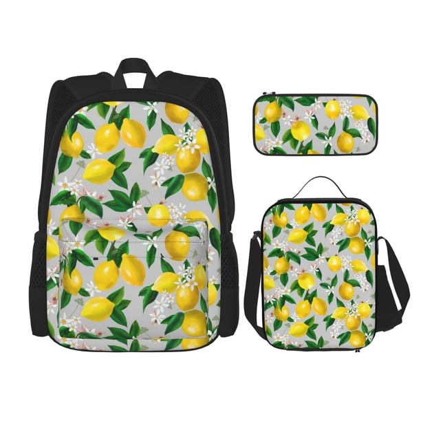 Fotbe Lemon1 Set Escolar 3 en 1 para Niños - Mochila Duradera con Lonchera Aislante y Estuche para Lápices - Mochila Escolar para Niños y Niñas