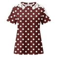 thumbnail image 7 of Fengactive Women's Lace Short Sleeve Blouses Polka Dot Shirts Cute Elegant Dressy Crew Neck Tunic Top, 7 of 7