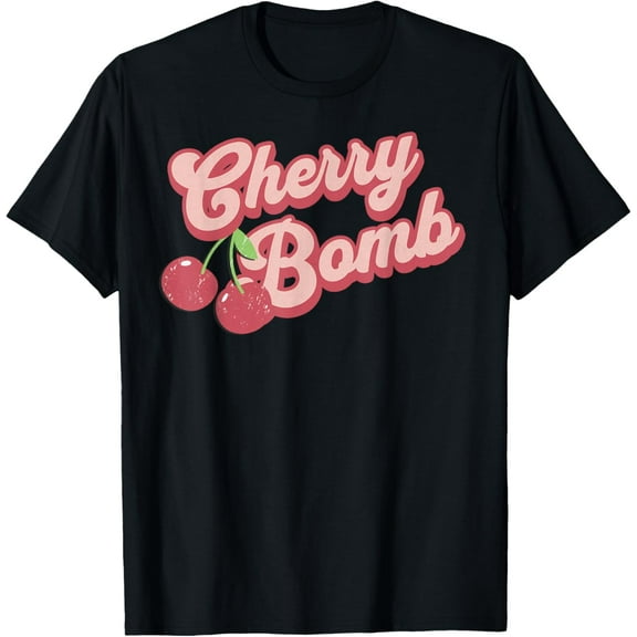 Premium model-Unisex-100% cotton-Cherry Bomb Retro Script apparel T-Shirt