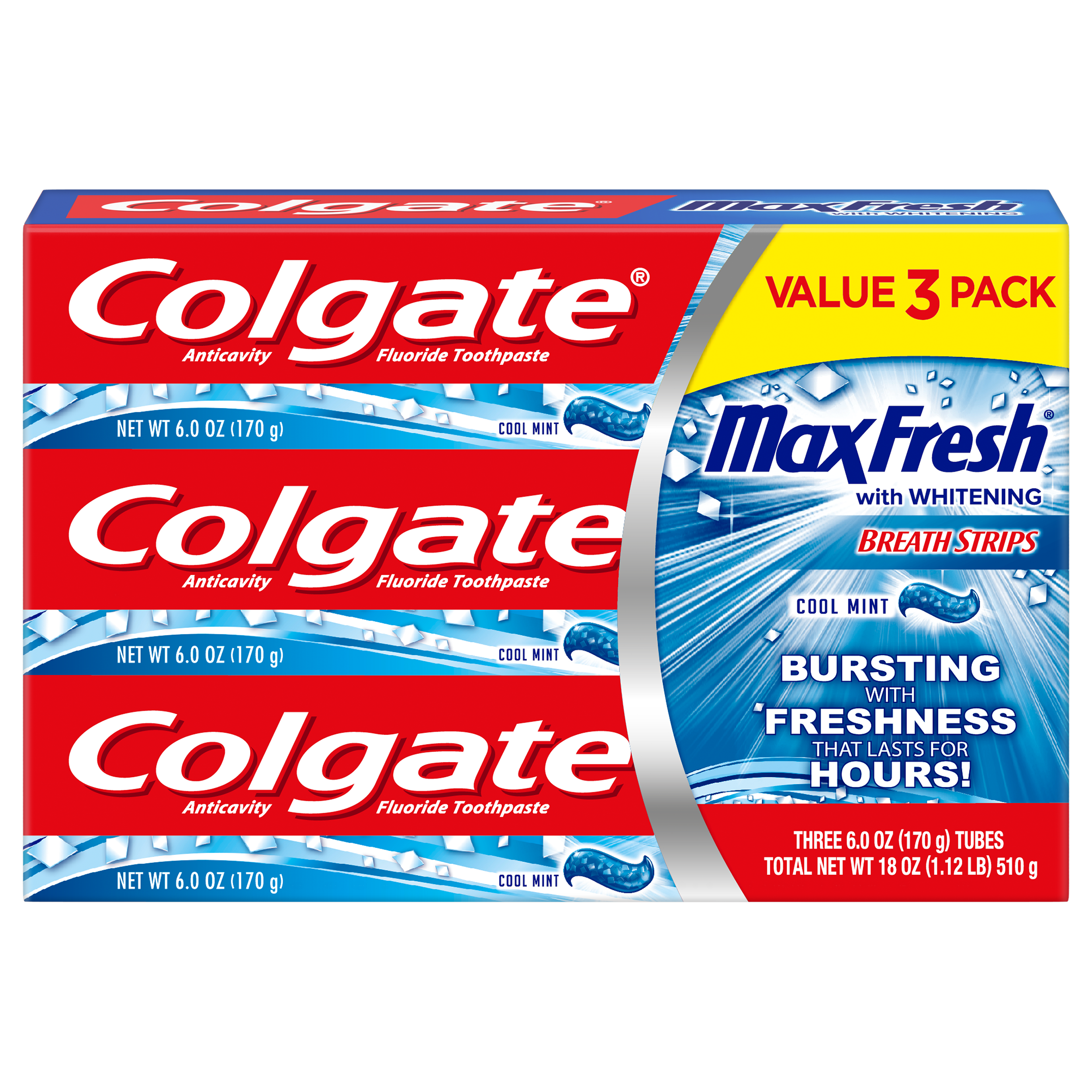Colgate Max Fresh Toothpaste with Mini Breath Strips, Cool Mint - 6.0 Ounce (6 Pack) - image 2 of 3