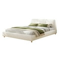 thumbnail image 4 of Lit Rembourré Moderne Minimaliste, Format Grand Lit, avec Tête de Lit Douce, Tissu en Lin, Sans Espace de Rangement, Matelas Non Inclus, Blanc, 4 of 8
