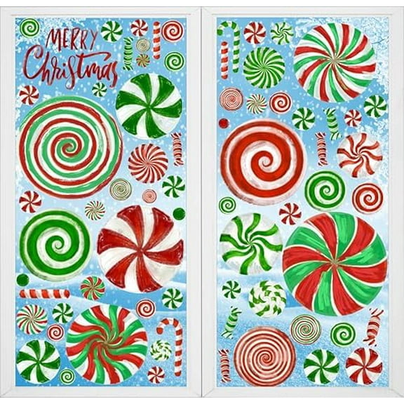 Christmas Window Clings Candy Cane Christmas Stickers Candy Window Decals Candyland Xmas Decorations School Home Wall Window Decor