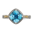thumbnail image 5 of 14K Two-Tone Gold Ring Band Gemstone Yellow Swiss Blue Topaz Cushion, 5 of 6