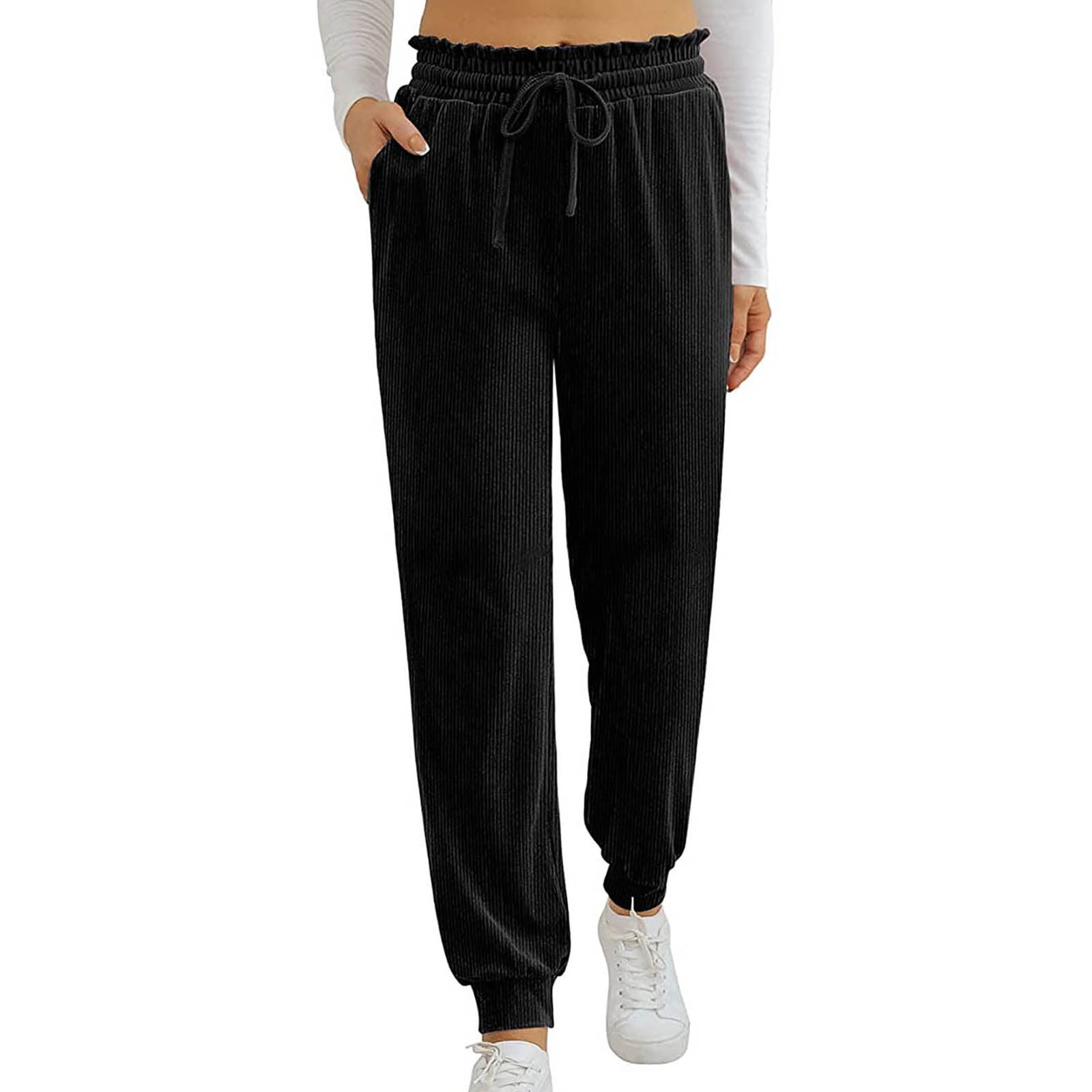 solid elastic waist sweatpants