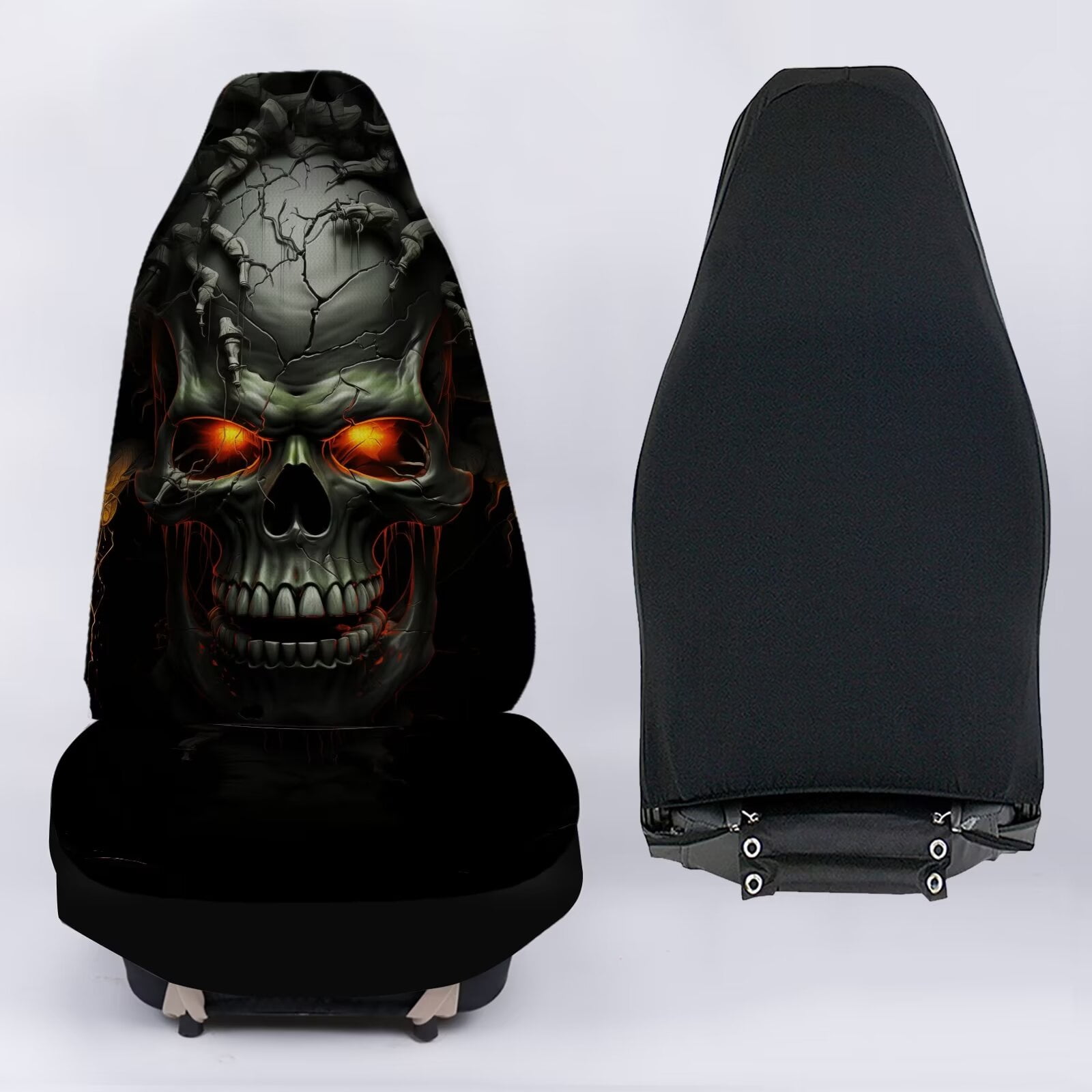 Uourmeti Car Seat Covers for Women Cool Punk Skull Print Easy to Install Soft Universal Fit Durable Elastic Automotive Seat Covers for Trucks SUV Sedan