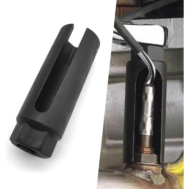 1 PC Car Oxygen Sensor Socket Wrench Remover Tool with 0.87 Inch 6-Point, I-type Side Gate Wire Accesses from Side, Universal Accessories for Most Cars (Black) Black