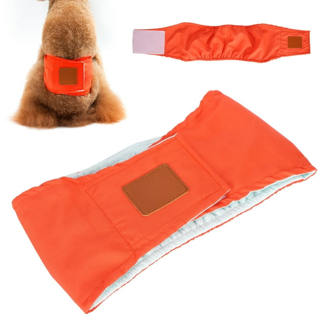 Envoltura para el vientre del perro, pantalones fisiológicos reutilizables para mascotas, pañales antiacoso para ropa interior para perros (naranja XL)