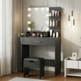 thumbnail image 1 of Vabches LED Lights Dressing Table Dressing Stool Table Set black, 1 of 12