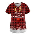 thumbnail image 2 of Hearthz Christmas Scrubs for Women Plus Size Stretch Scrub Tops Women V Neck Short Sleeve Nursing Uniform with Pockets S-5xl, 2 of 4