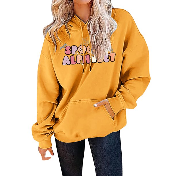 Gibobby Sudadera con capucha mujer, Sudadera de Manga Larga con Capucha para Mujer, de Gran tamaño, con Bolsillo(Amarillo,G)