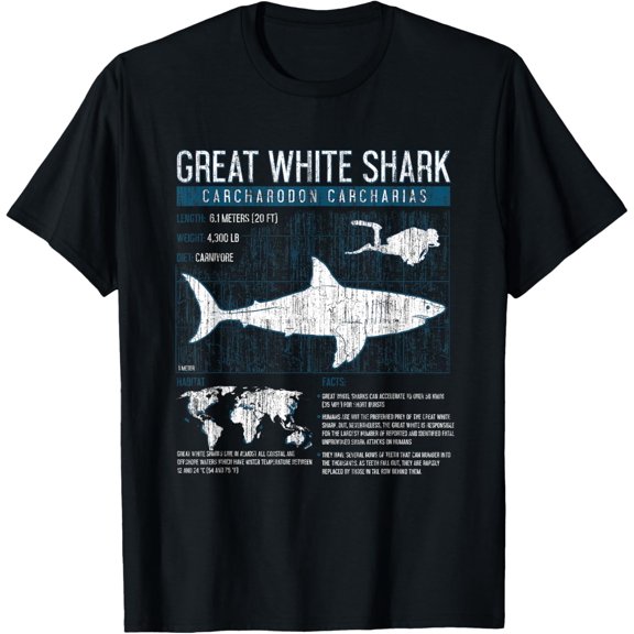 Great White Shark T Shirt Science Sharks Facts Geek Graphic