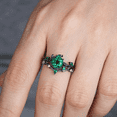 thumbnail image 2 of Round Cut Emerald & Diamond Engagement Ring Set in 14k Black Gold Vermeil - May Birthstone, 2 of 2