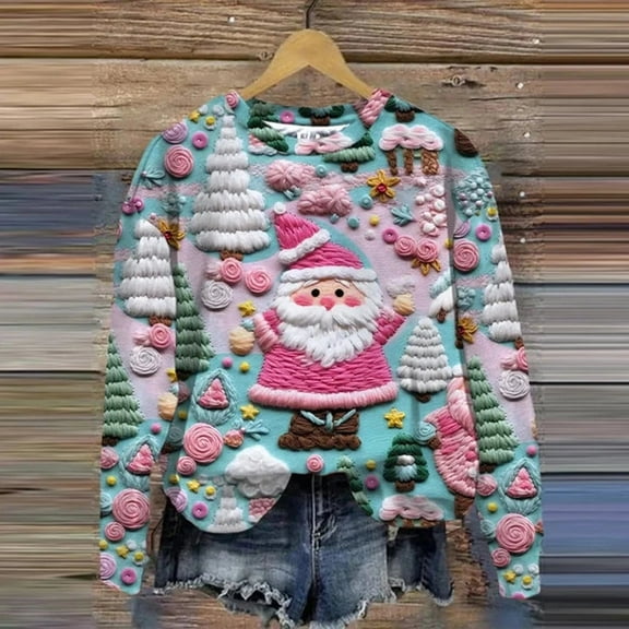 Extra Large 3D Cute Ugly Christmas Sweater Festive Holiday Design with Playful 3D Elements