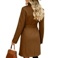 thumbnail image 6 of UQJfacai Pea Coats for Women Winter Wool Blend Stand Collar Belted Long Trech Coat Business Casual Blazer Jacket with Pockets, 6 of 9