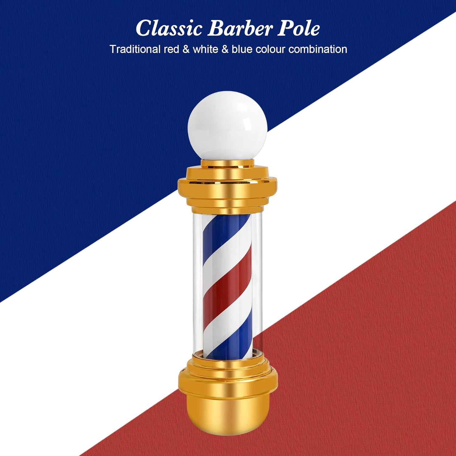 BarberPub Barber Pole with LED, Salon Spa Stripes Rotating Lamp, Barbershop Open Sign L018