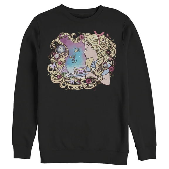 Men's Alice in Wonderland Artistic Alice Long Hair Tea Party Sweatshirt Black X Large