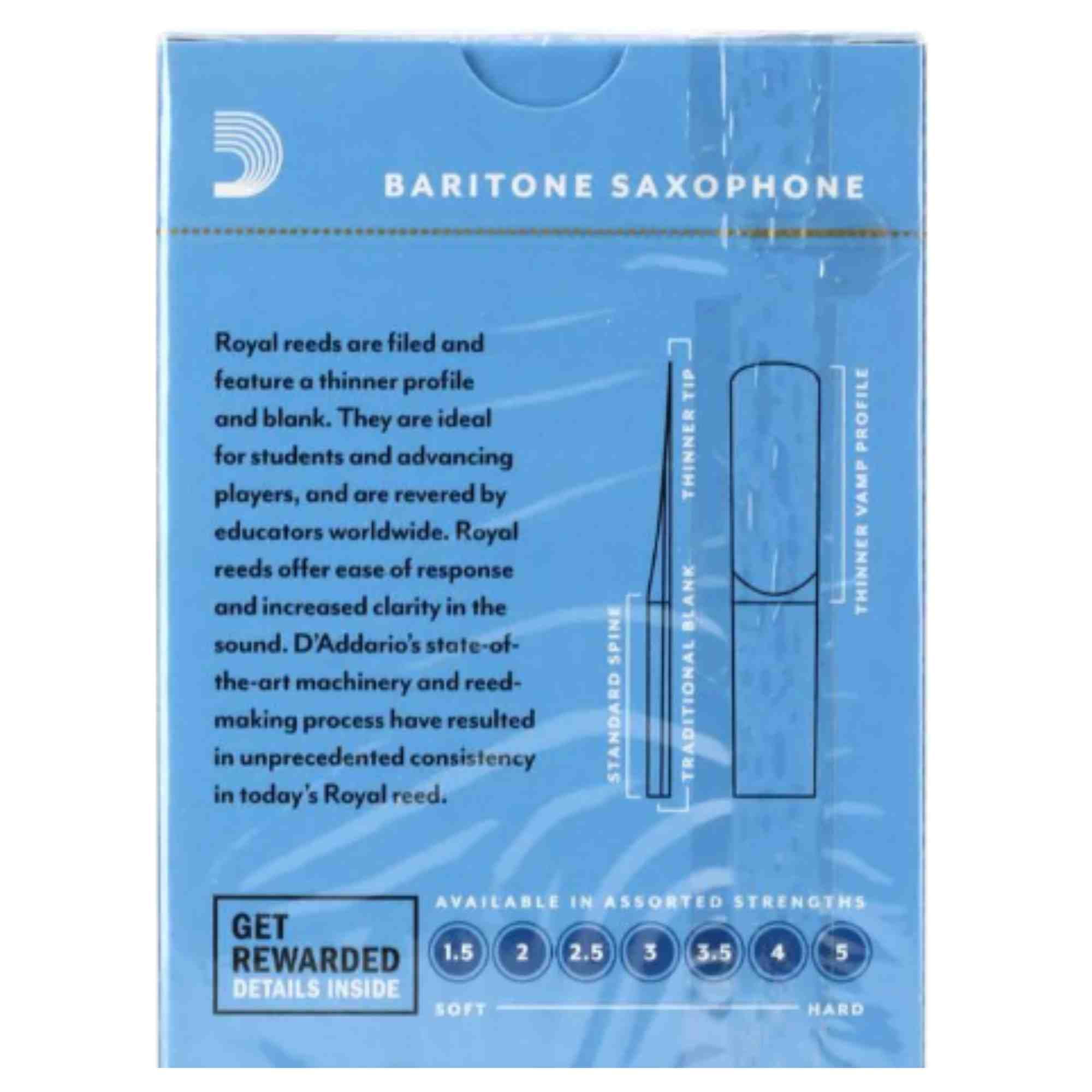Rico Royal Baritone Saxophone Reeds, Box of 10 Strength 2
