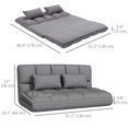 thumbnail image 3 of HOMCOM Canapé de Sol Réglable Pliable Canapé Paresseux Convertible avec 2 Oreillers Gris, 3 of 10
