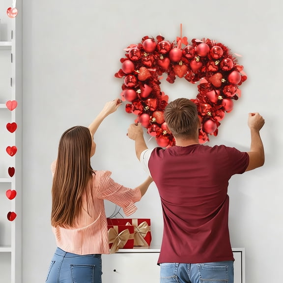 Valentine's Day Wreath Heart-shaped Wreath Decoration Valentine's Day Indoor Flower Wreath Decoration Valentines Day Decorations