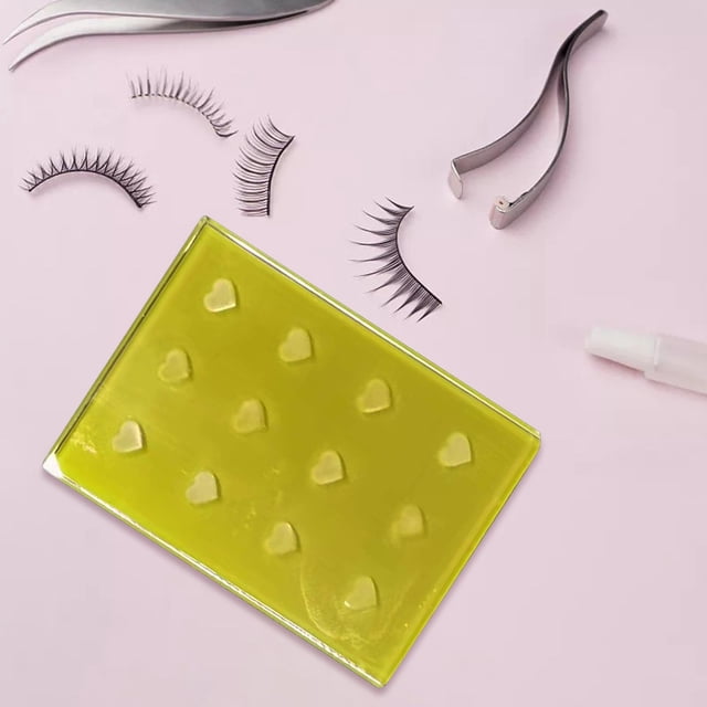 Soporte para paletas con pegamento de vidrio, herramienta cosmética para niñas, fácil de limpiar, bandeja reutilizable, extensión de herramientas de m Amarillo