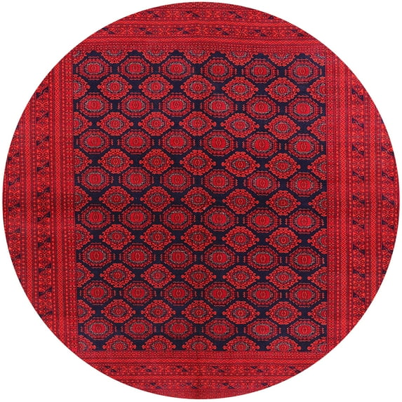 Ahgly Company Machine Washable Indoor Round Industrial Modern Velvet Maroon Purple Area Rugs, 8' Round
