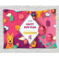 thumbnail image 1 of Year of the Dog Tapestry, Cartoon Style Oriental Festive Design of New Year Celebration Nature Blooms, Wall Hanging for Bedroom Living Room Dorm Decor, 60W X 40L Inches, Multicolor, by Ambesonne, 1 of 2